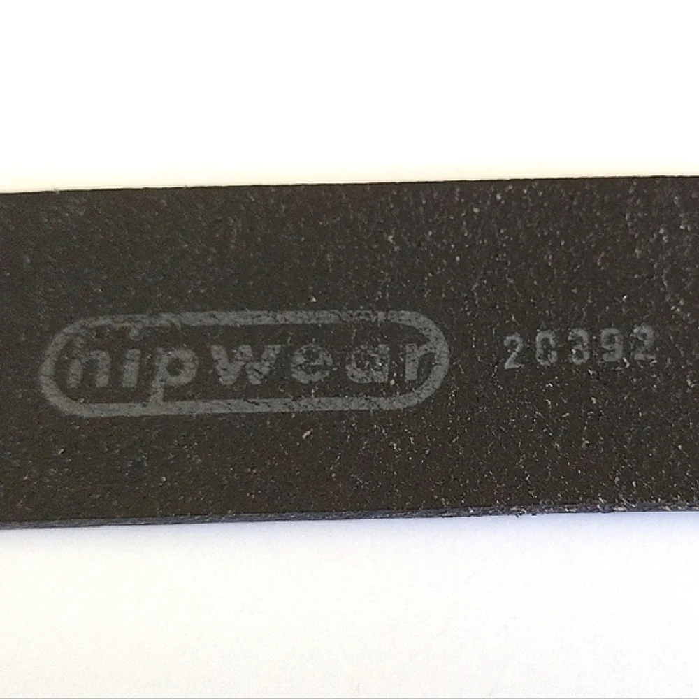 HipWear Black Embossed Italian Leather Belt Silver Glitter Oval Buckle